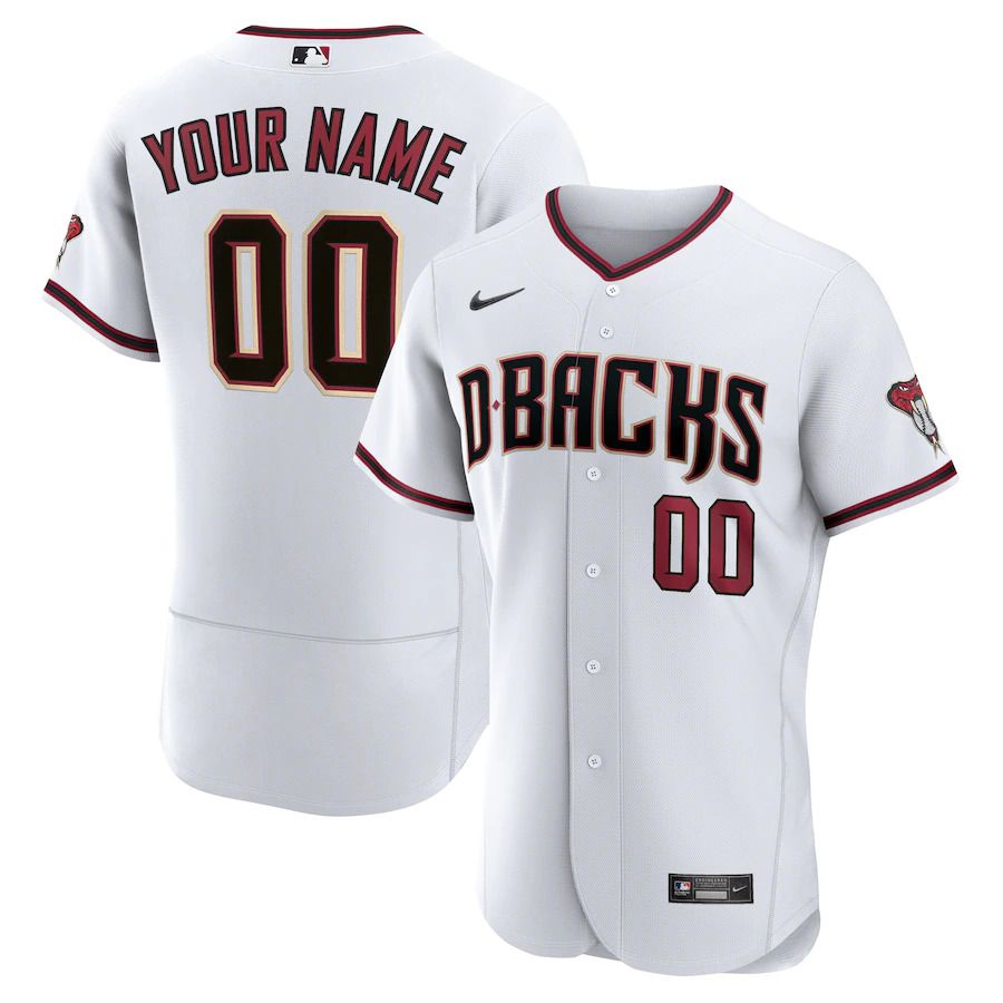 Men Arizona Diamondbacks Nike White Home Authentic Custom MLB Jersey->customized mlb jersey->Custom Jersey